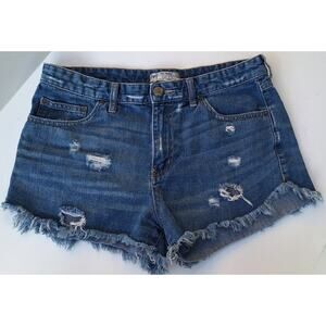Free People FP Distressed Denim Jean Shorts 100% Cotton Blue Size 30 US 12